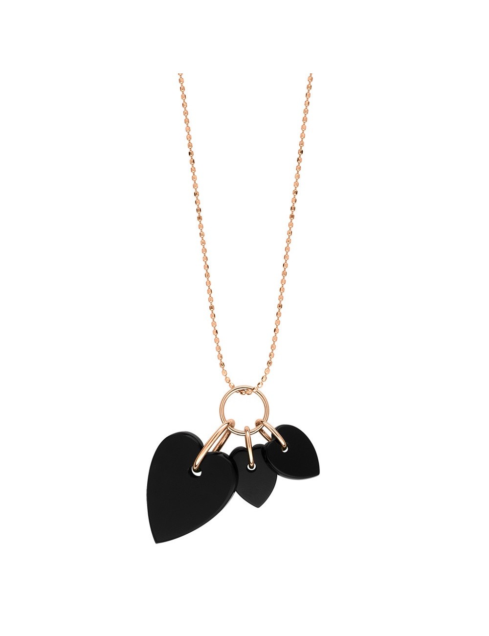 Angele 3 Onyx Hearts On Chain