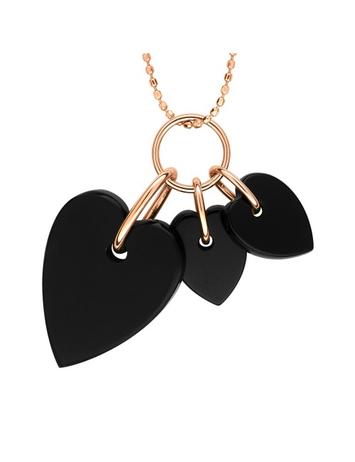 Angele 3 Onyx Hearts On Chain