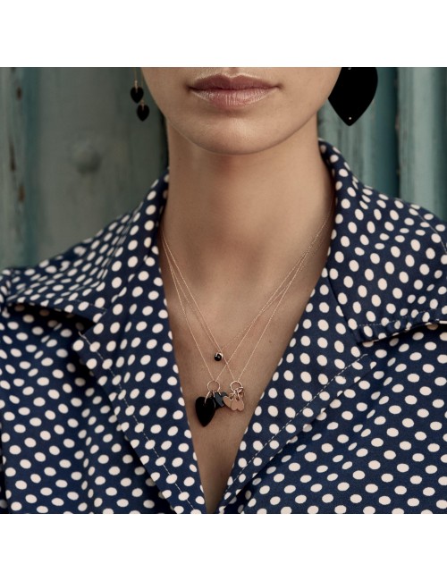 Angele 3 Onyx Hearts On Chain