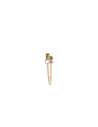 BO Double Chaines Tsavorite et un Saphir Rose