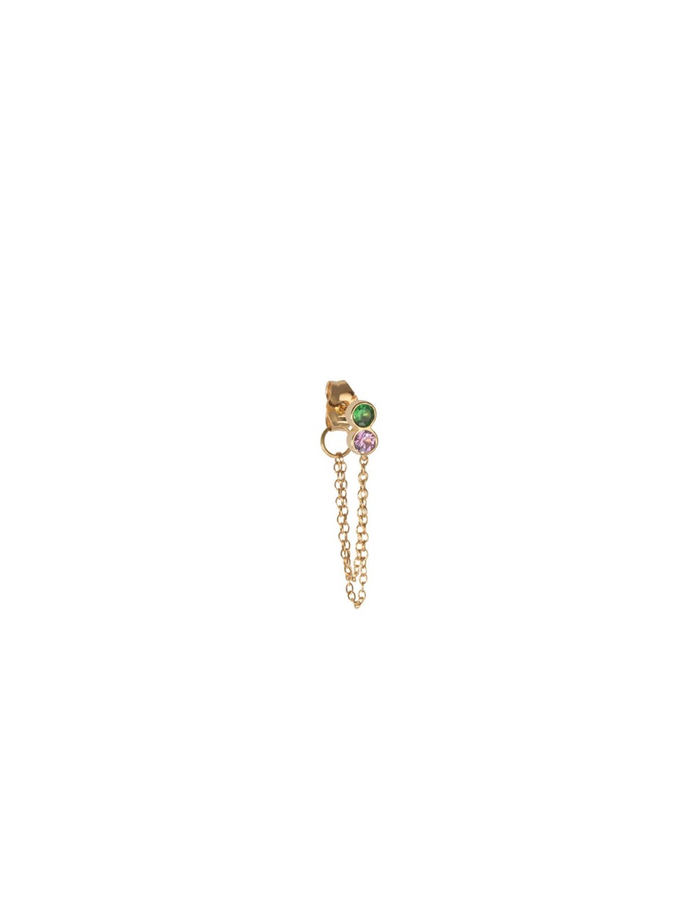 BO Double Chaines Tsavorite et un Saphir Rose