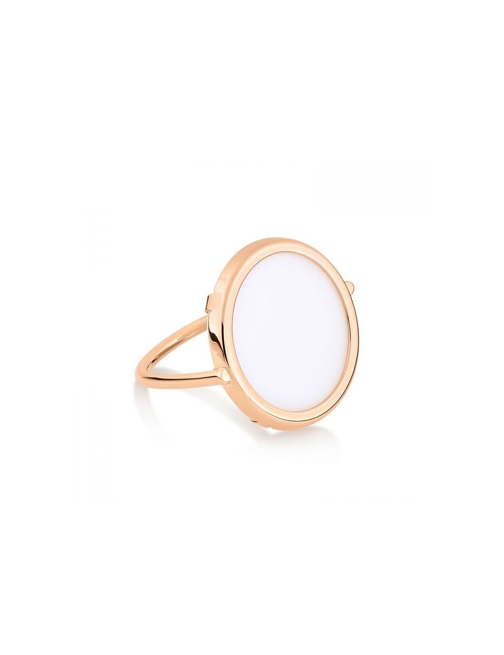 Disc Ring Ever White Agate