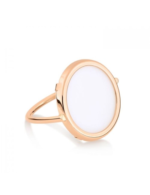 Disc Ring Ever White Agate