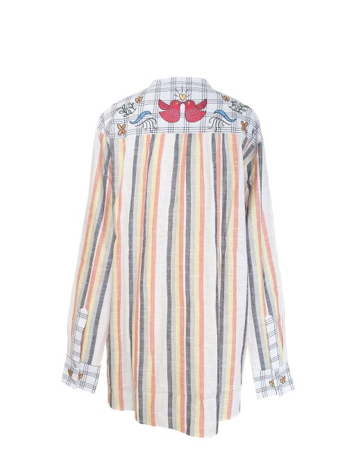 Chemise Rayures Grises Jaunes