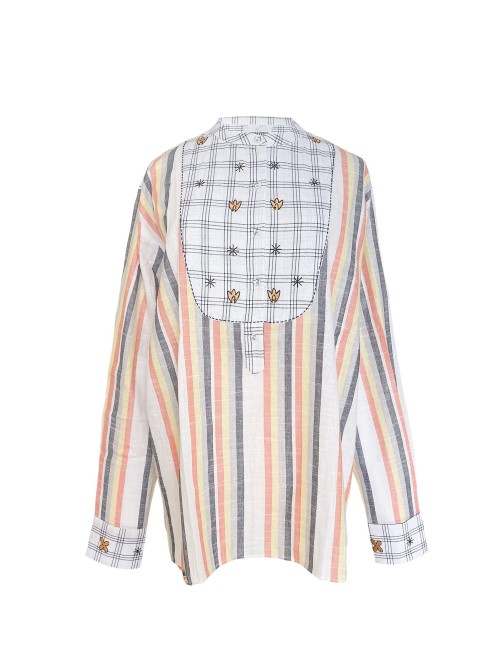 Chemise Rayures Grises Jaunes