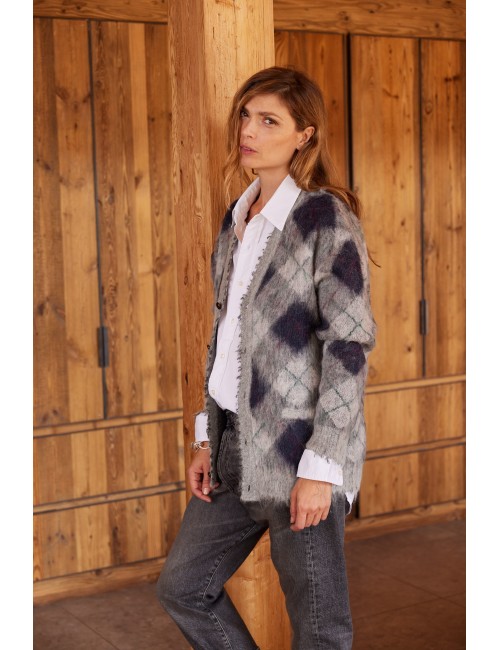 Fluffy Plaid Grey