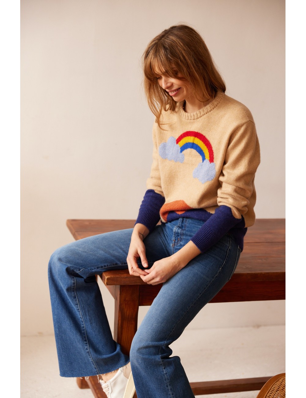 Sunrise Rainbow Crew Camel
