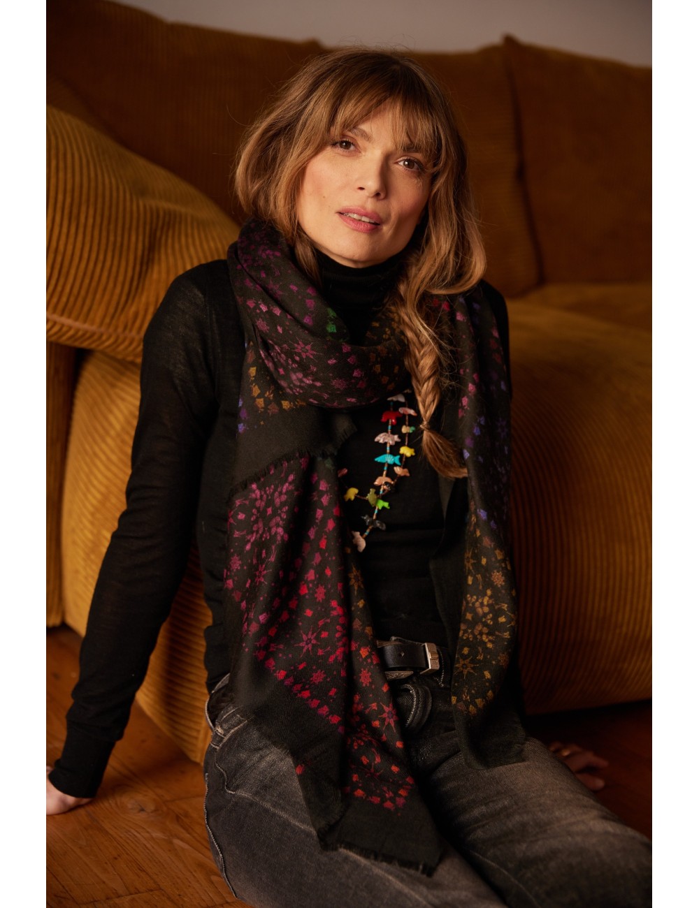 Scarf Black Rainbow