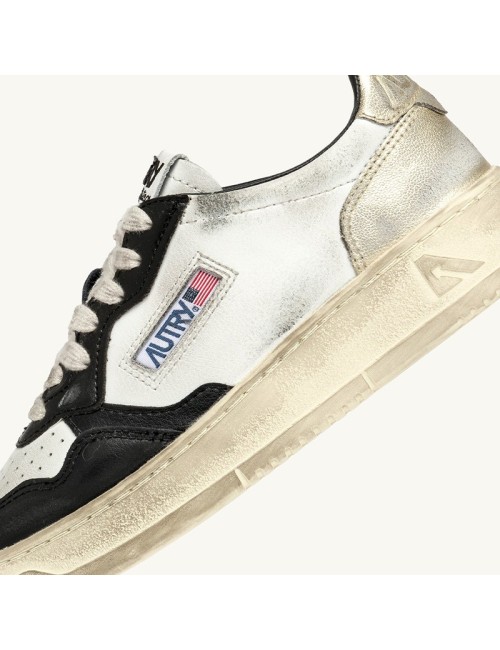 Sup Vintage Low Leat White Black Platinum