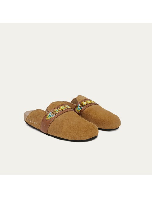 Georgette Mules Velours Pecan