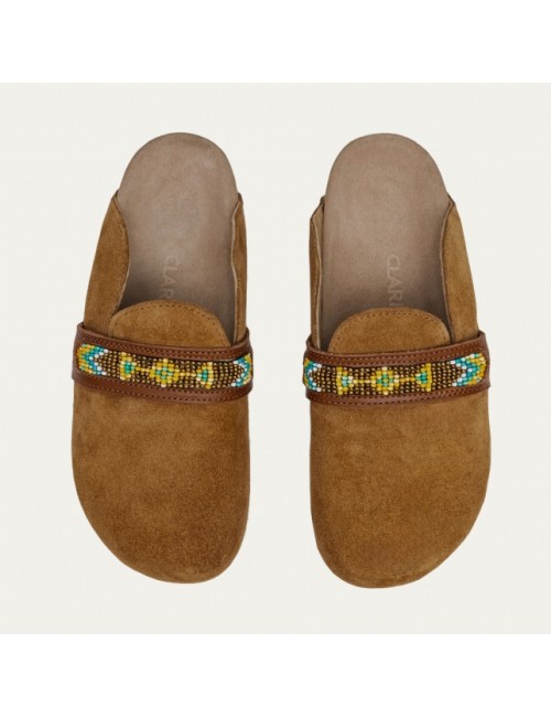 Georgette Mules Velours Pecan