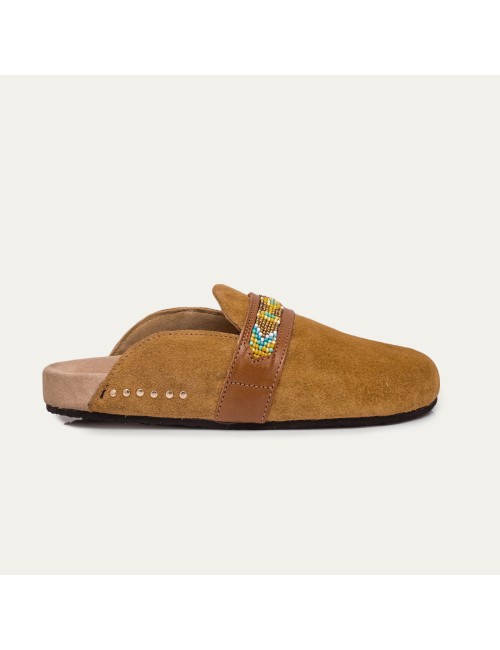 Georgette Mules Velours Pecan