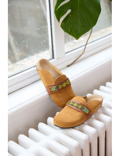Georgette Mules Velours Pecan