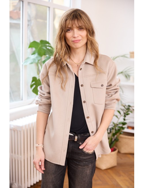 Simon Shirt Taupe Cashmere Blend