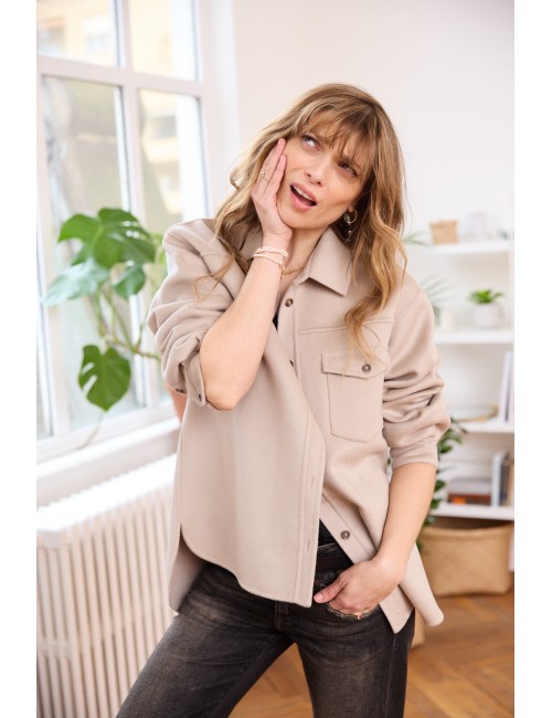 Simon Shirt Taupe Cashmere Blend