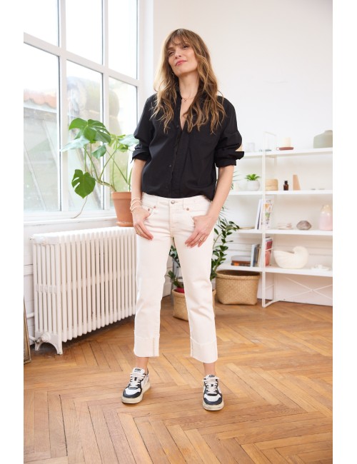 Boy Straight W Cuff Sutton White
