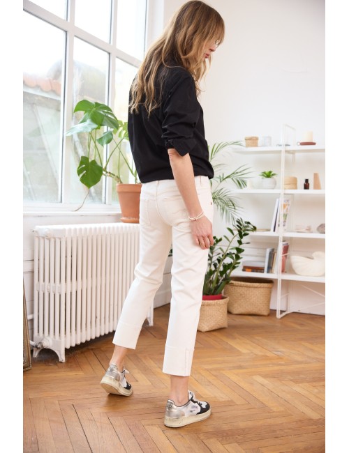 Boy Straight W Cuff Sutton White