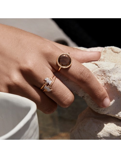 Mini Smoky Quartz Disc Ring
