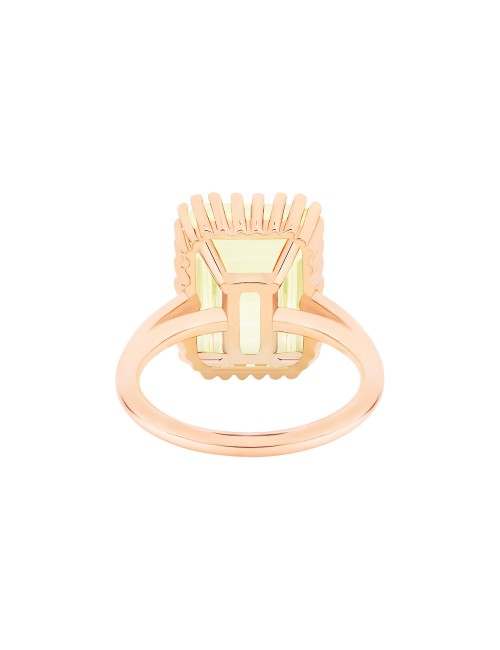 Cocktail Vertical Lemon Quartz Ring