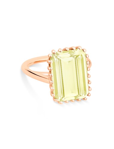 Cocktail Vertical Lemon Quartz Ring