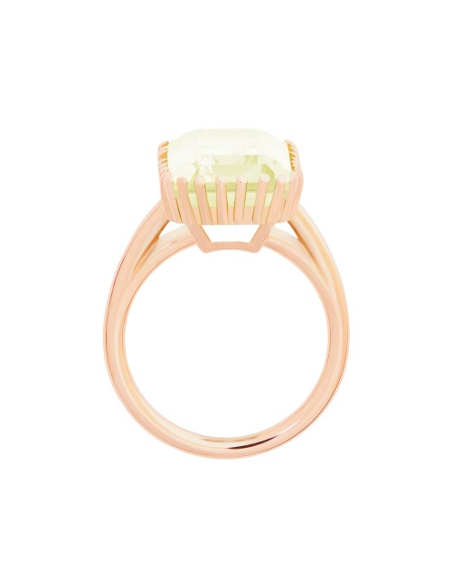 Cocktail Vertical Lemon Quartz Ring