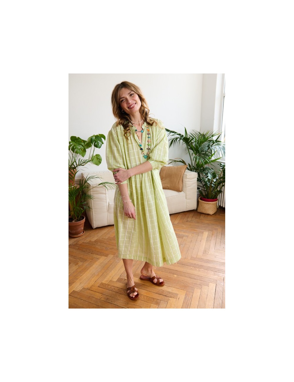 Rachael Robe Vichy Vert