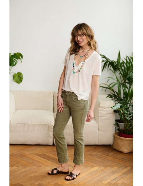 Boy Straight Olive Green Stretch