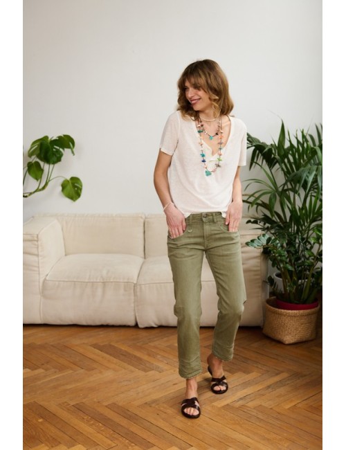 Boy Straight Olive Green Stretch