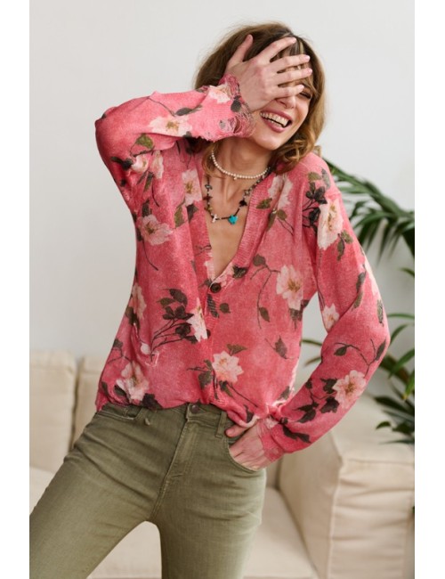 Boyfriend Cardigan Red Floral