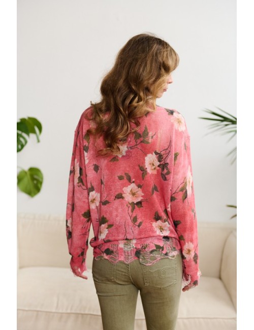Boyfriend Cardigan Red Floral