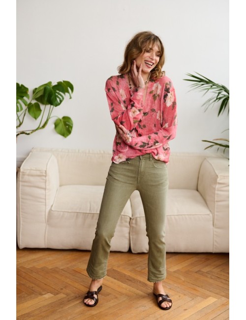 Boyfriend Cardigan Red Floral