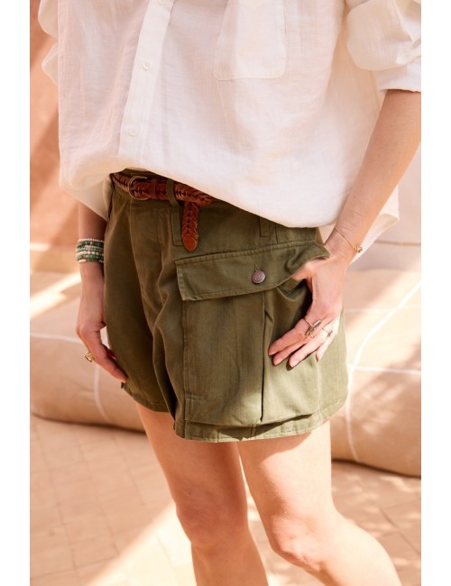 Bubble Skort Olive Herringbone