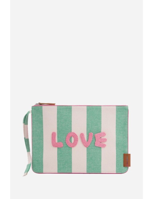 Pochette COOL rayée verte