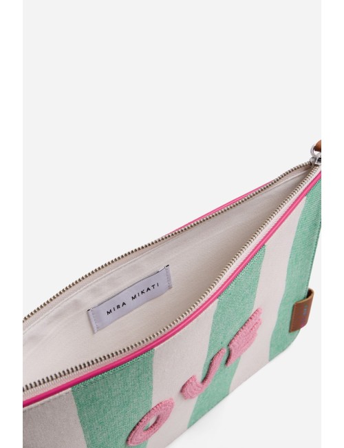 Pochette COOL rayée verte