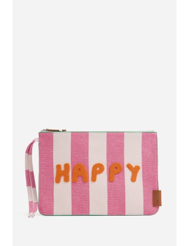 Pochette COOL rayée rose