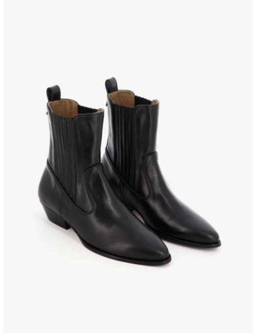 Bottines ABBEY - cuir lisse noir