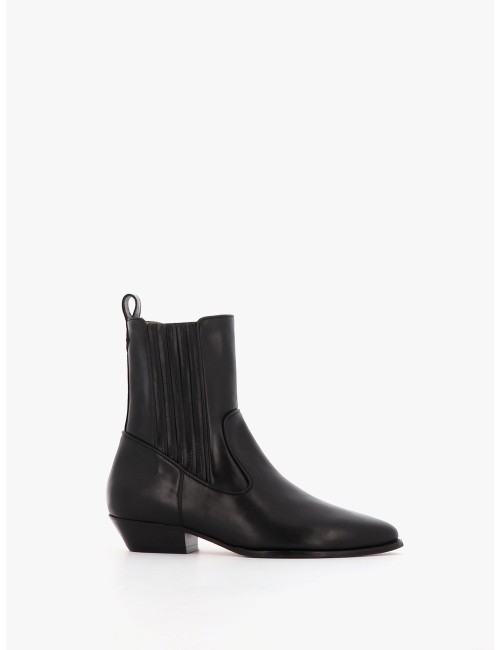 Bottines ABBEY - cuir lisse noir