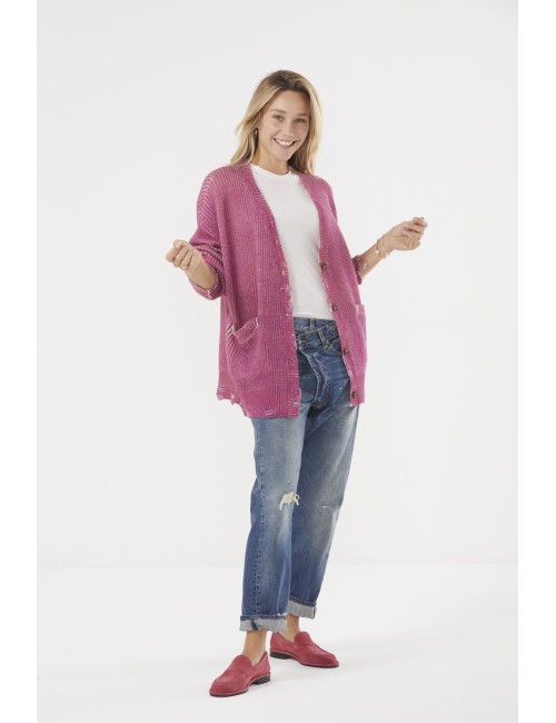 Oversized Cardigan - Raspberry Print