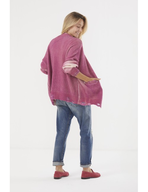 Oversized Cardigan - Raspberry Print