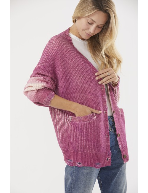 Oversized Cardigan - Raspberry Print