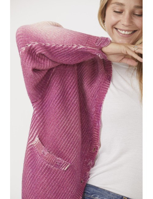 Oversized Cardigan - Raspberry Print