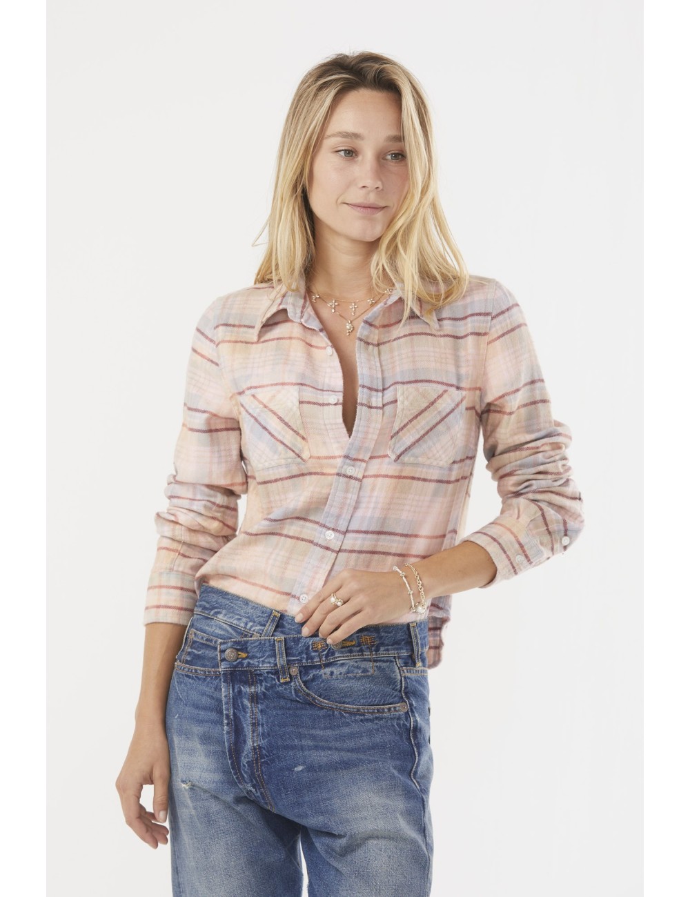 Shrunken Work Shirt - Pink Overdyed Plaid