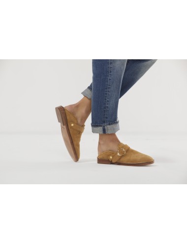 Slippers LUCCA - nubuck camel