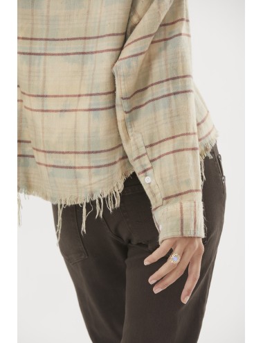 Cropped Workshirt - Bleached Light Blue Plaid