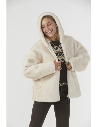 Veste à Capuche FAKE MINK - Ivory