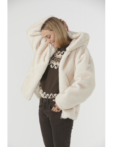 Veste à Capuche FAKE MINK - Ivory