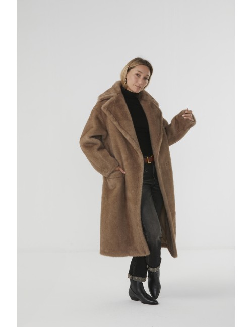 Manteau FAKE MINK - Mud-Beige