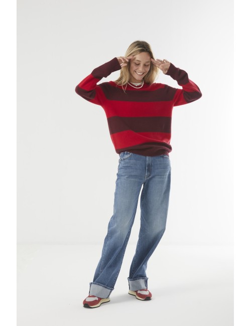 Striped Crew - Red / Plum