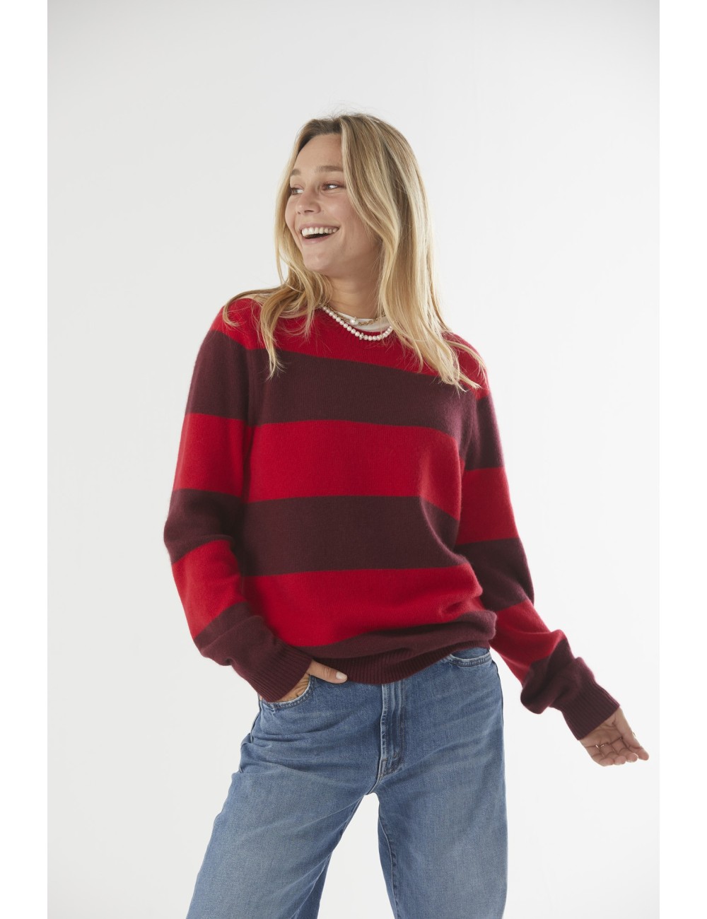 Striped Crew - Red / Plum