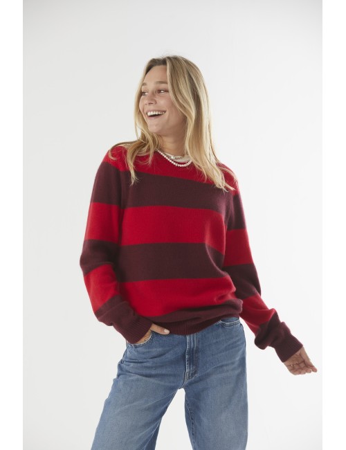 Striped Crew - Red / Plum
